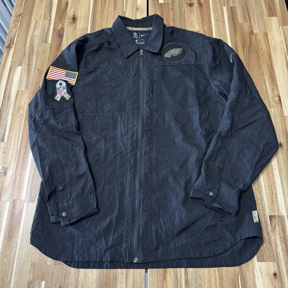 Philadelphia Eagles Jacket Mens M Nike Black Salute To Service Windbreaker NFL